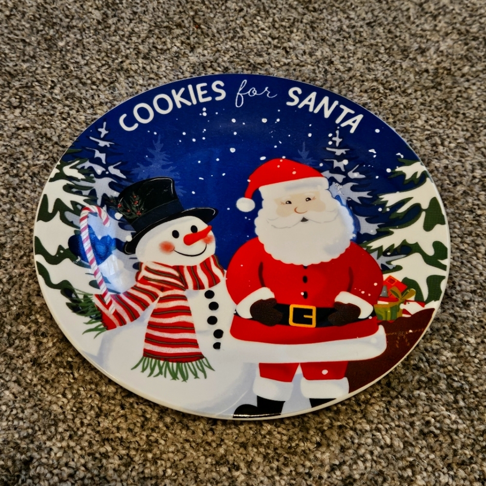 Cookies For Santa Christmas Side Plate Ceramic Dish Snowman
